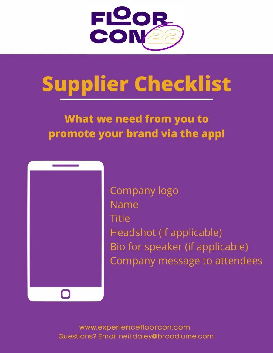 Supplier Checklist for FloorCon 2022